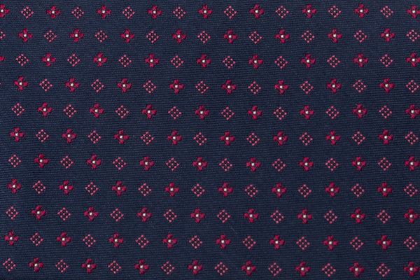 Cravatta blu con geometria in pura seta