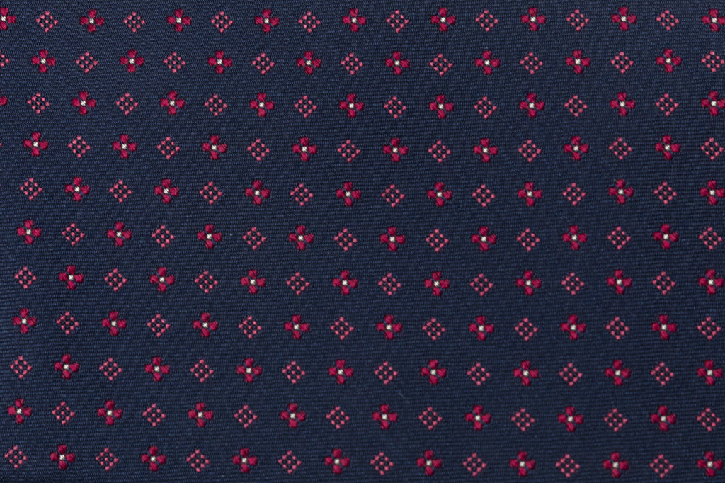 Blauwe stropdas met geometrisch patroon in pure zijde