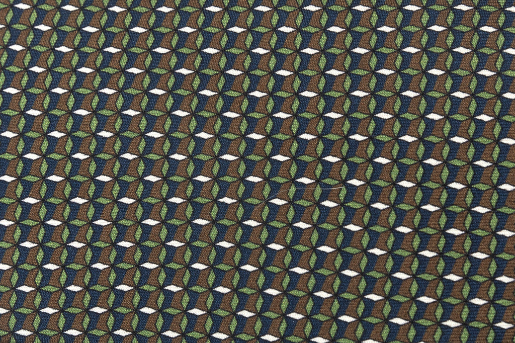 Green and brown micro-pattern tie in pure silk
