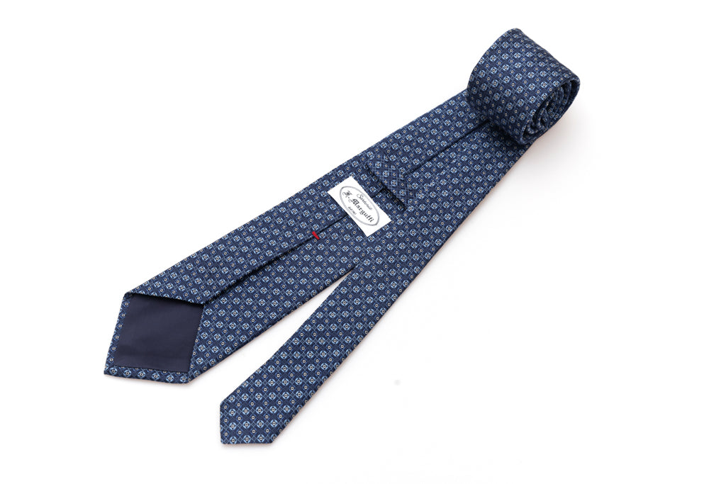 Blue micro-pattern tie in pure silk