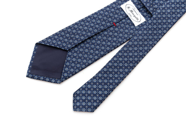 Blue micro-pattern tie in pure silk