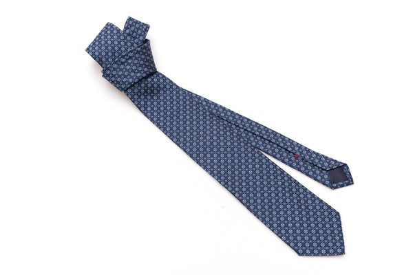 Blue micro-pattern tie in pure silk