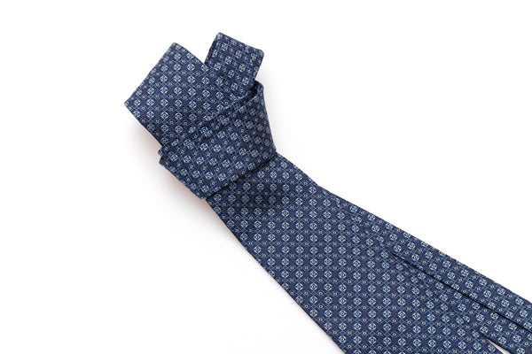 Blue micro-pattern tie in pure silk