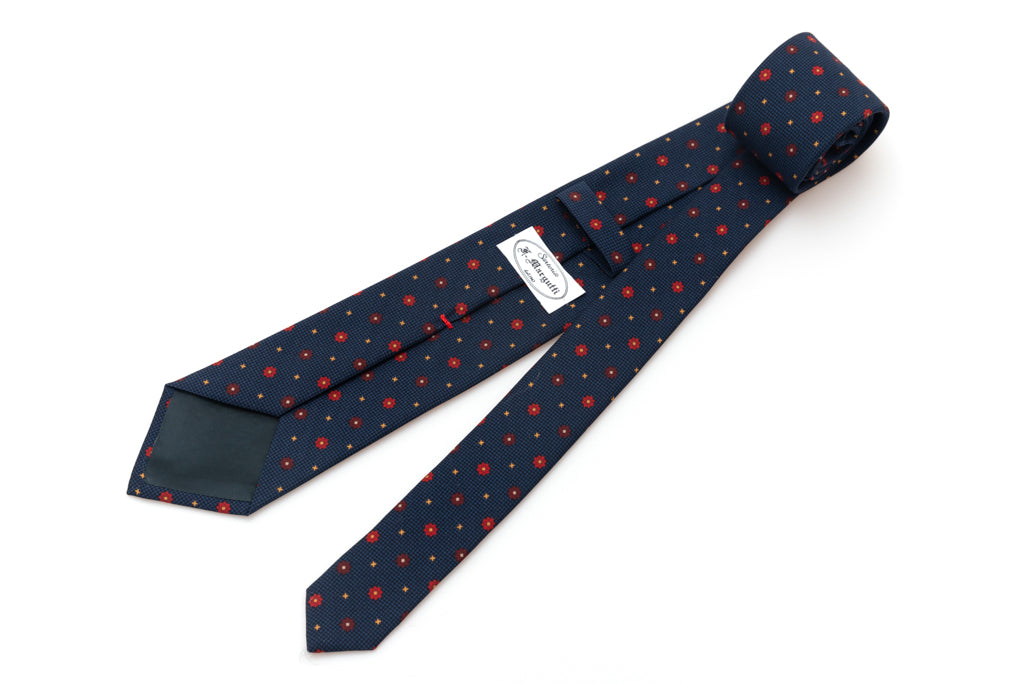 Navy blue tie with micro pattern in pure silk