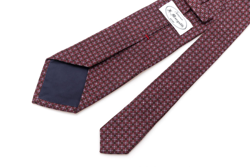 Cravatta marrone e rossa in pura seta