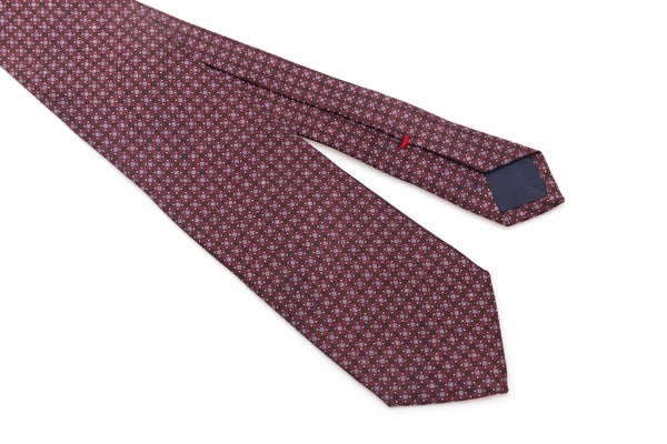 Cravatta marrone e rossa in pura seta