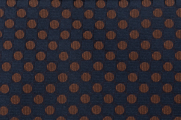 Cravate bleue à pois marron en pure soie