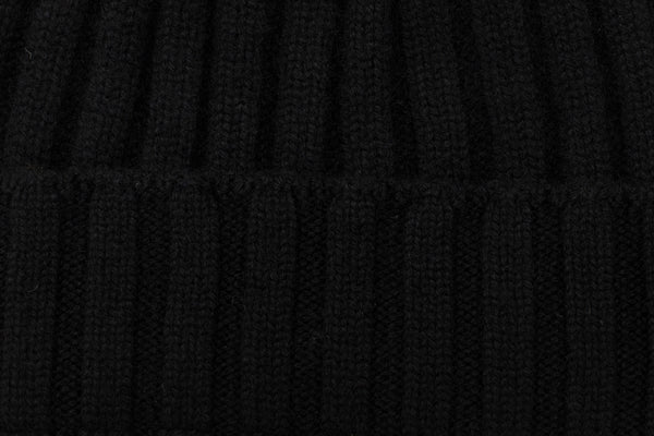Zwarte geribbelde kasjmier beanie