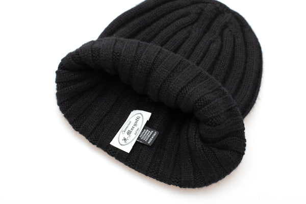 Zwarte geribbelde kasjmier beanie