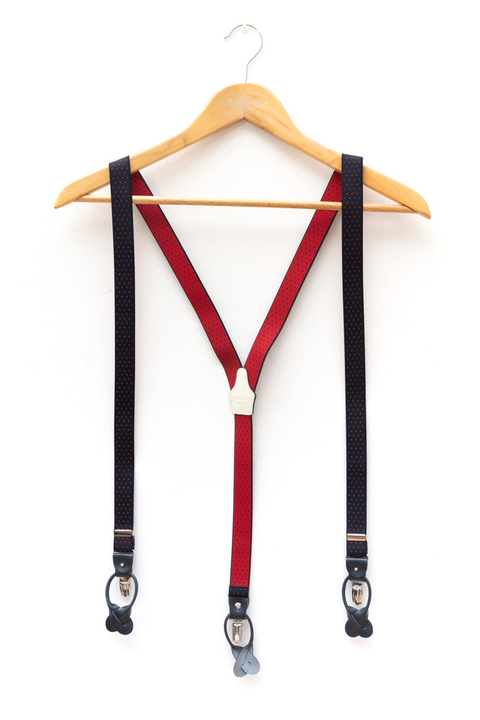 Blue micropois red suspenders