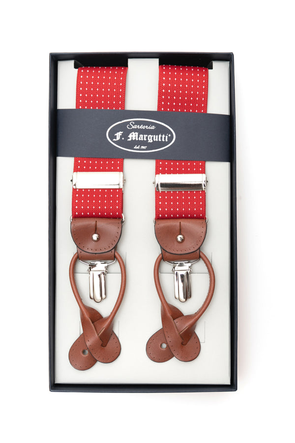 Red micropois white suspenders