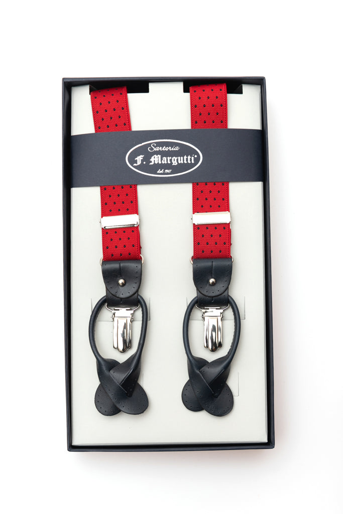 Red suspenders with blue micropois