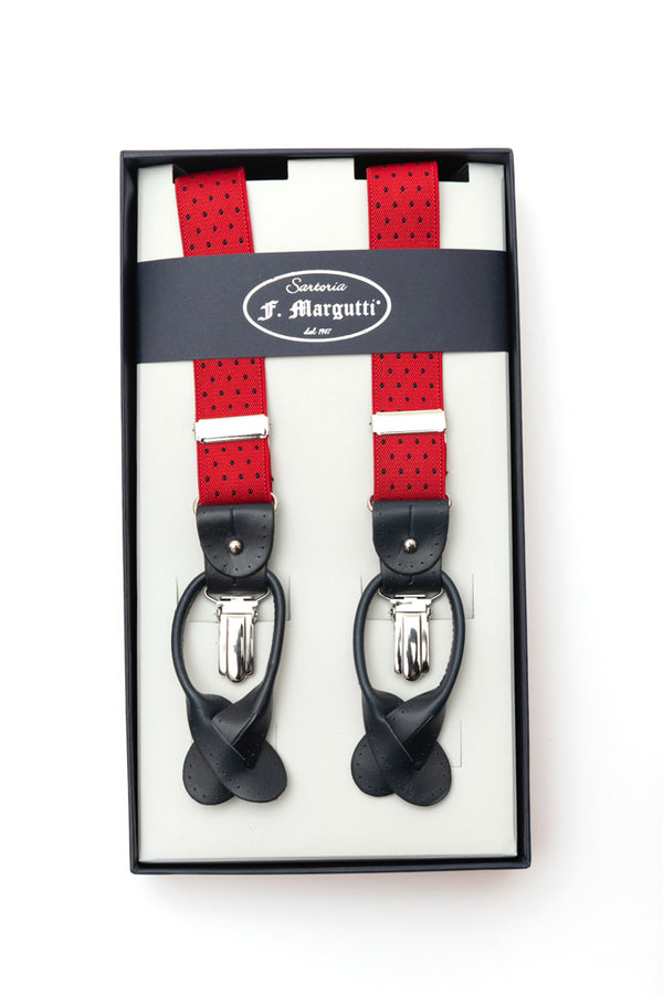 Red suspenders with blue micropois