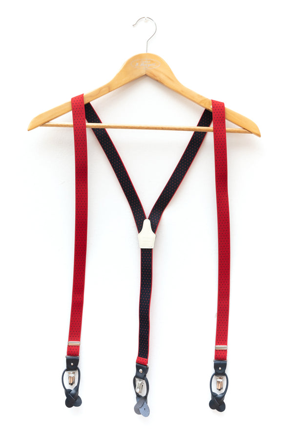 Red suspenders with blue micropois