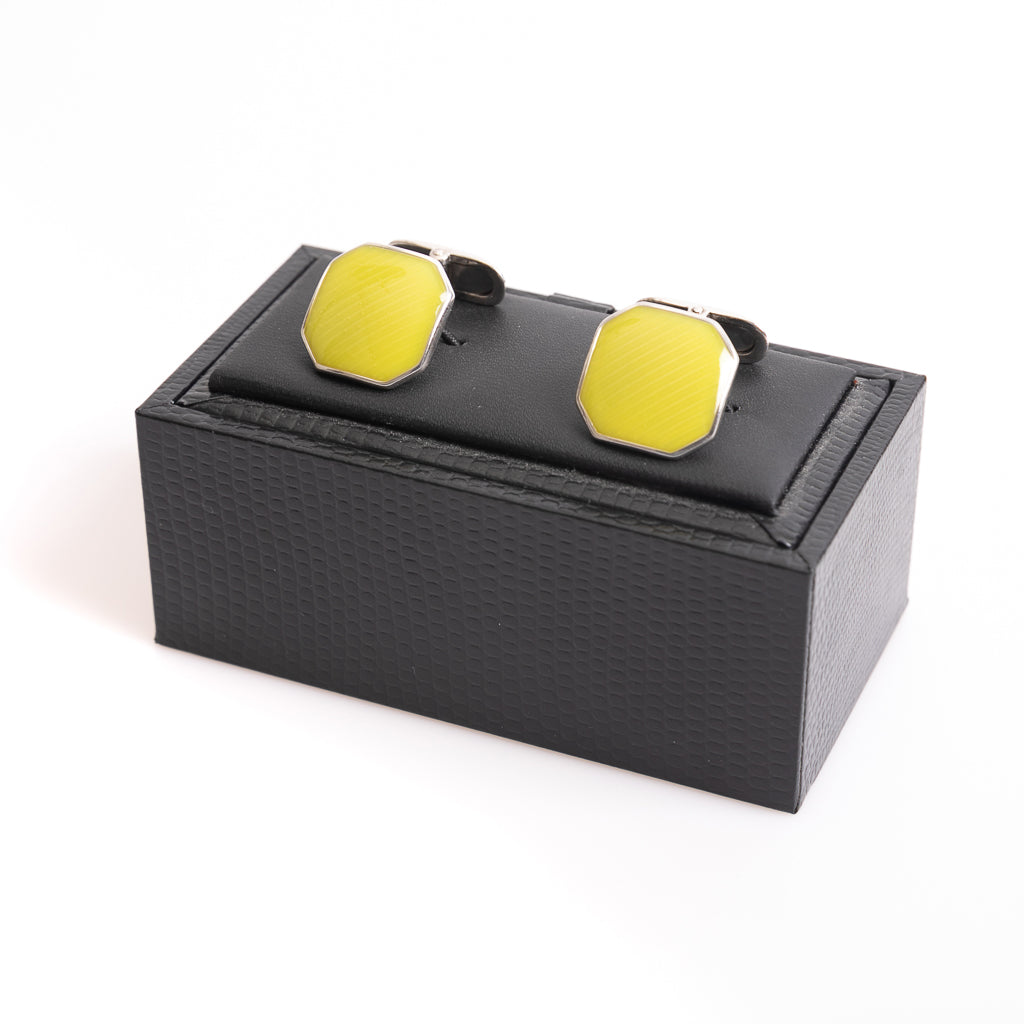 Octagonal silver cufflinks