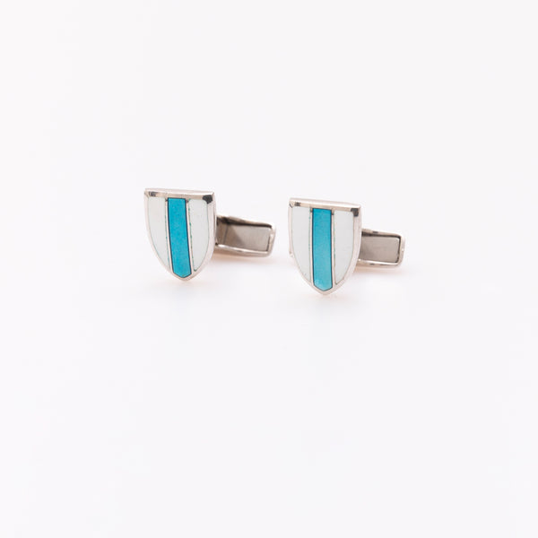 White blue silver cufflinks
