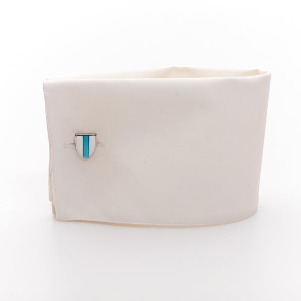 White blue silver cufflinks