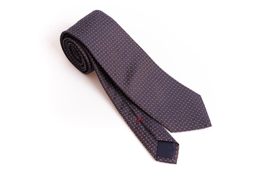 Brown tie with micropois in pure silk