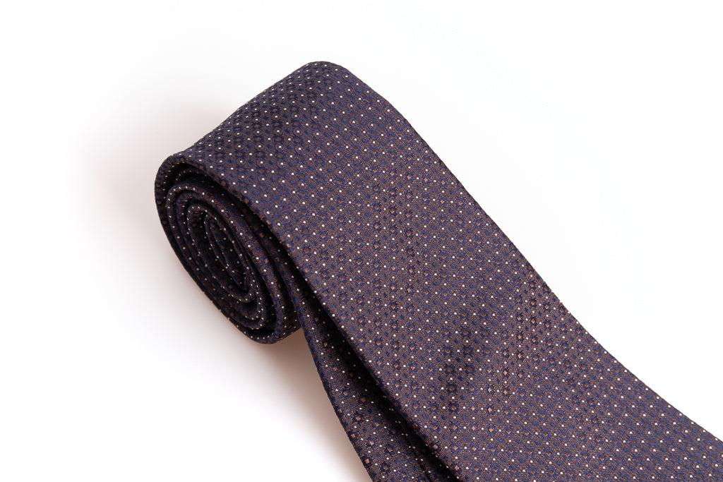 Brown tie with micropois in pure silk