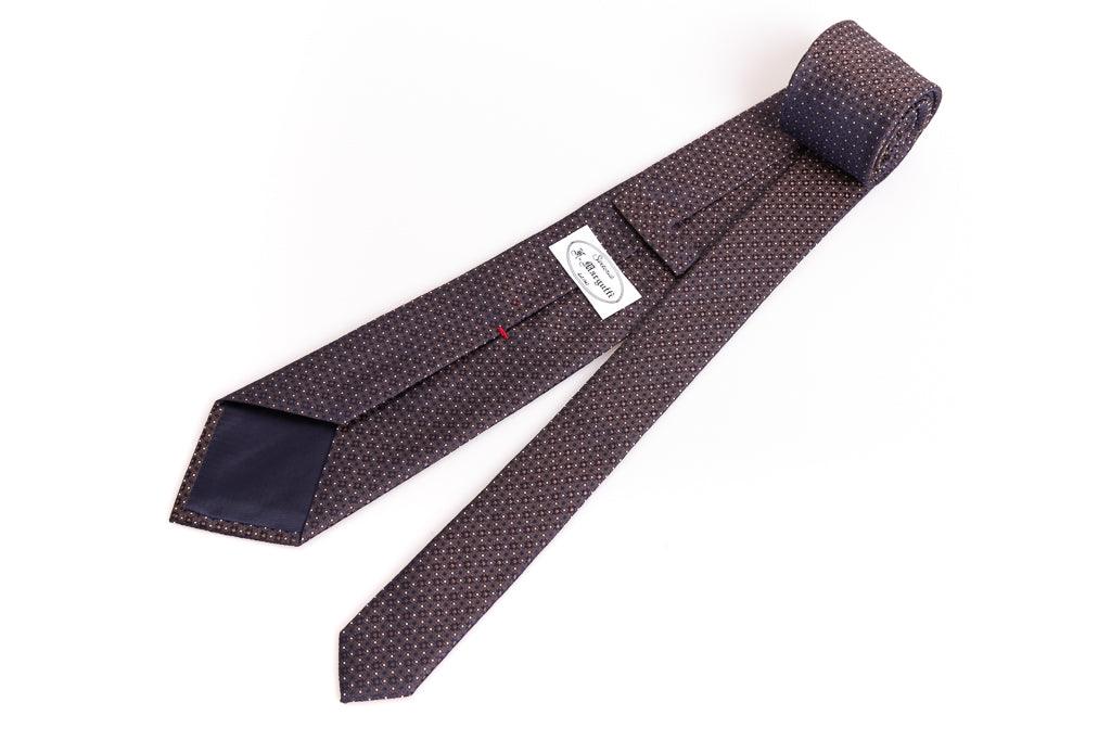 Brown tie with micropois in pure silk