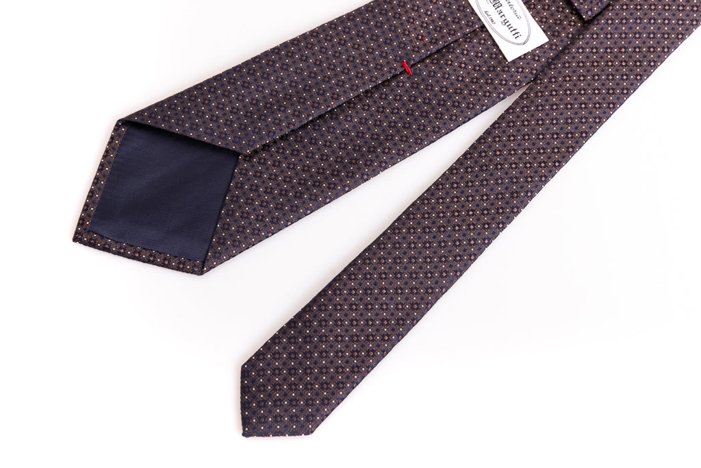 Brown tie with micropois in pure silk
