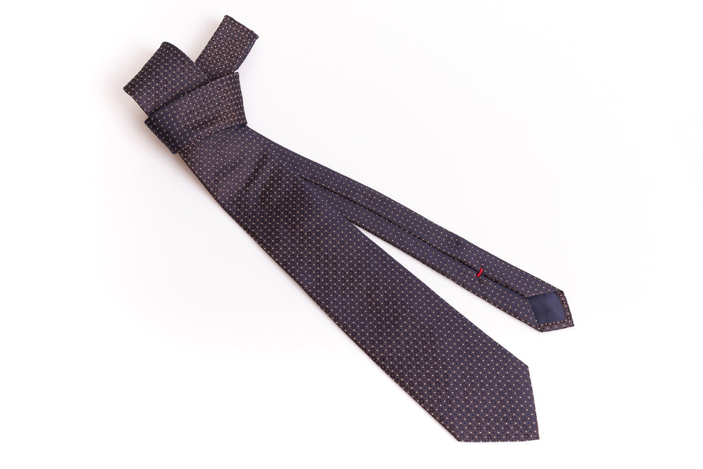 Brown tie with micropois in pure silk