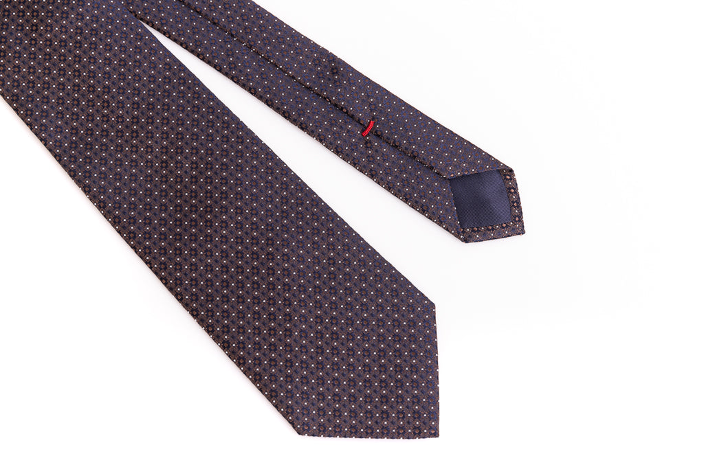 Brown tie with micropois in pure silk