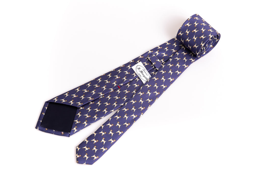 Blue tie with pure silk pattern