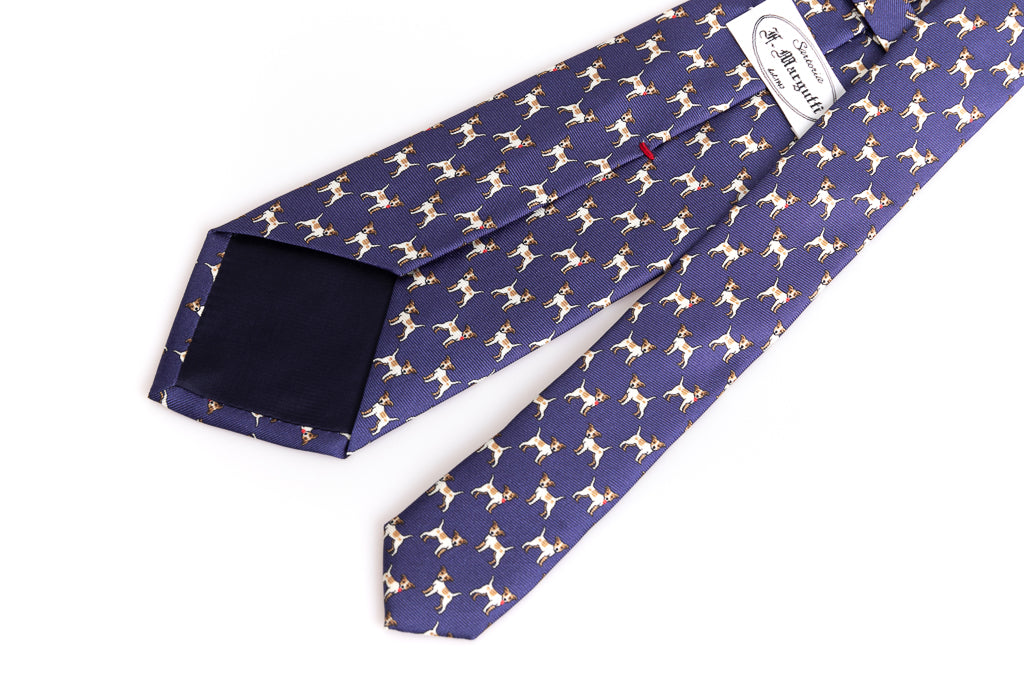 Blue tie with pure silk pattern