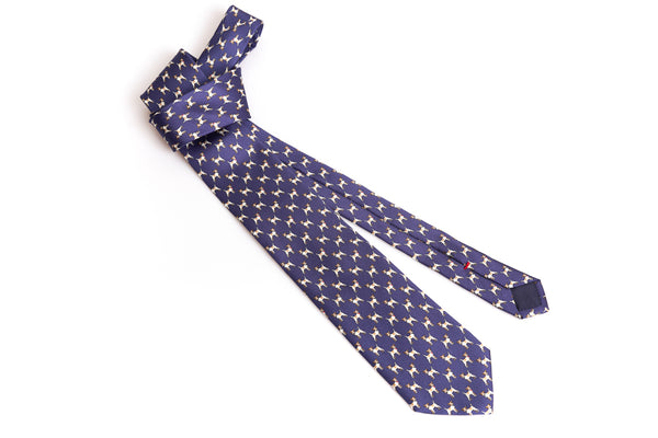 Blue tie with pure silk pattern