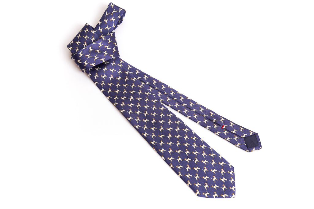 Blue tie with pure silk pattern