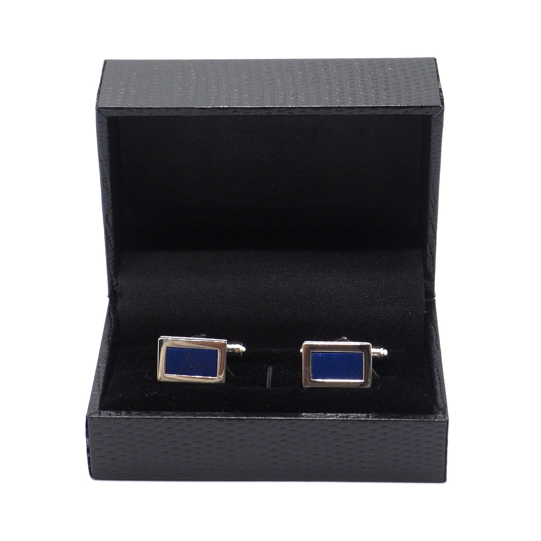 Blue rectangular cufflinks