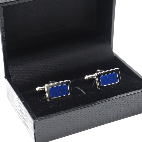 Blue rectangular cufflinks