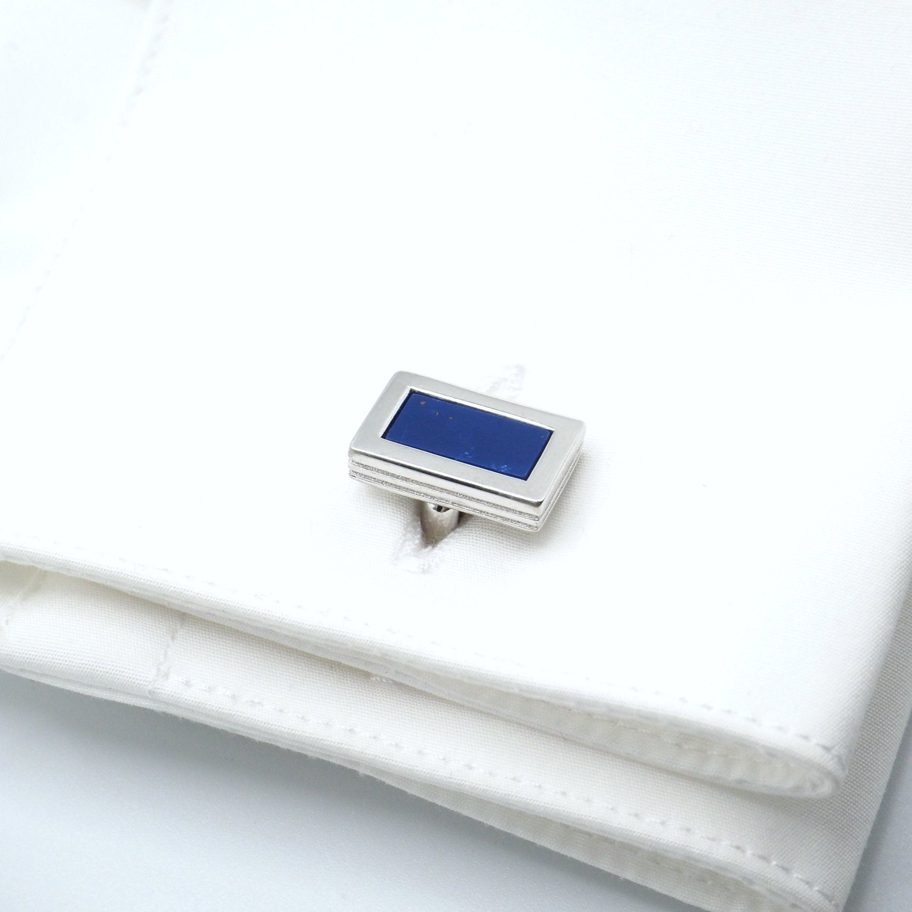 Blue rectangular cufflinks