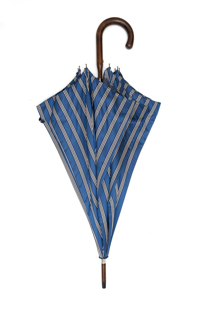 Ombrello a righe blu Mario Talarico in legno di melo