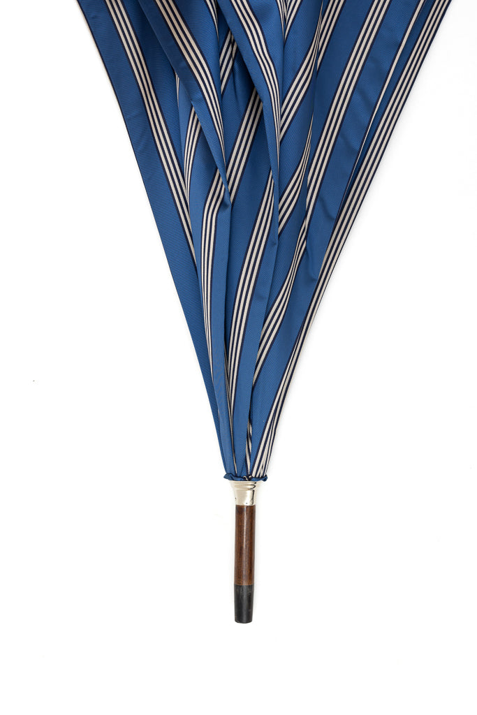 Ombrello a righe blu Mario Talarico in legno di melo