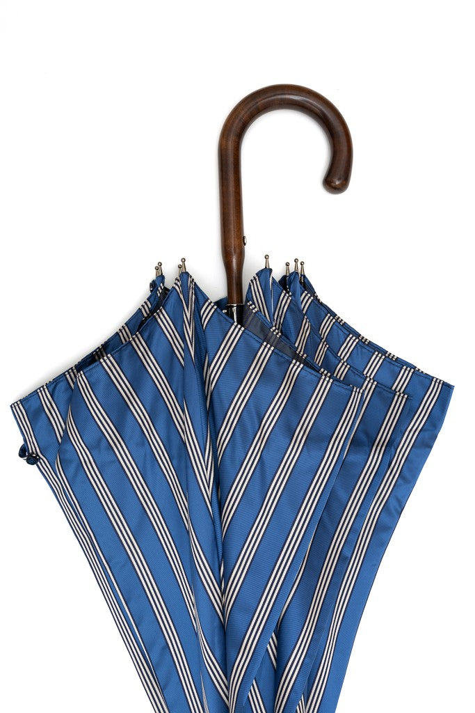 Ombrello a righe blu Mario Talarico in legno di melo