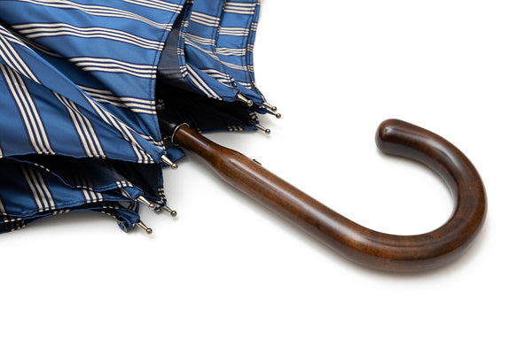 Ombrello a righe blu Mario Talarico in legno di melo