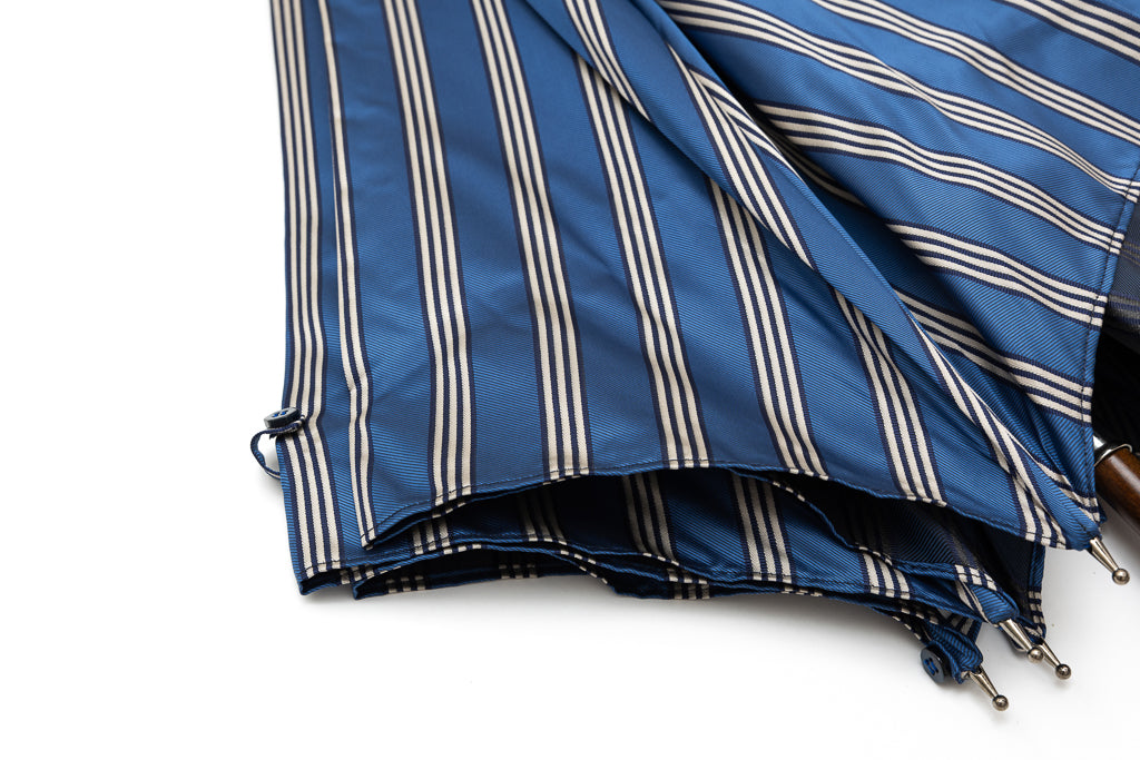 Ombrello a righe blu Mario Talarico in legno di melo