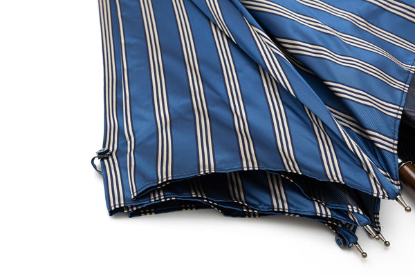 Ombrello a righe blu Mario Talarico in legno di melo