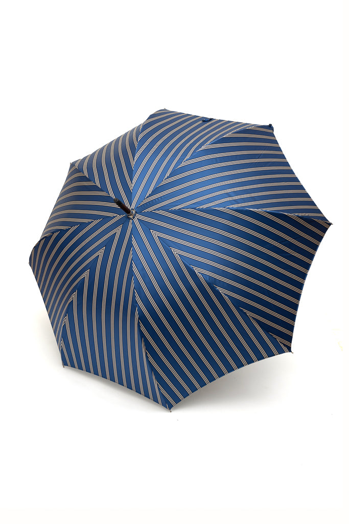 Ombrello a righe blu Mario Talarico in legno di melo