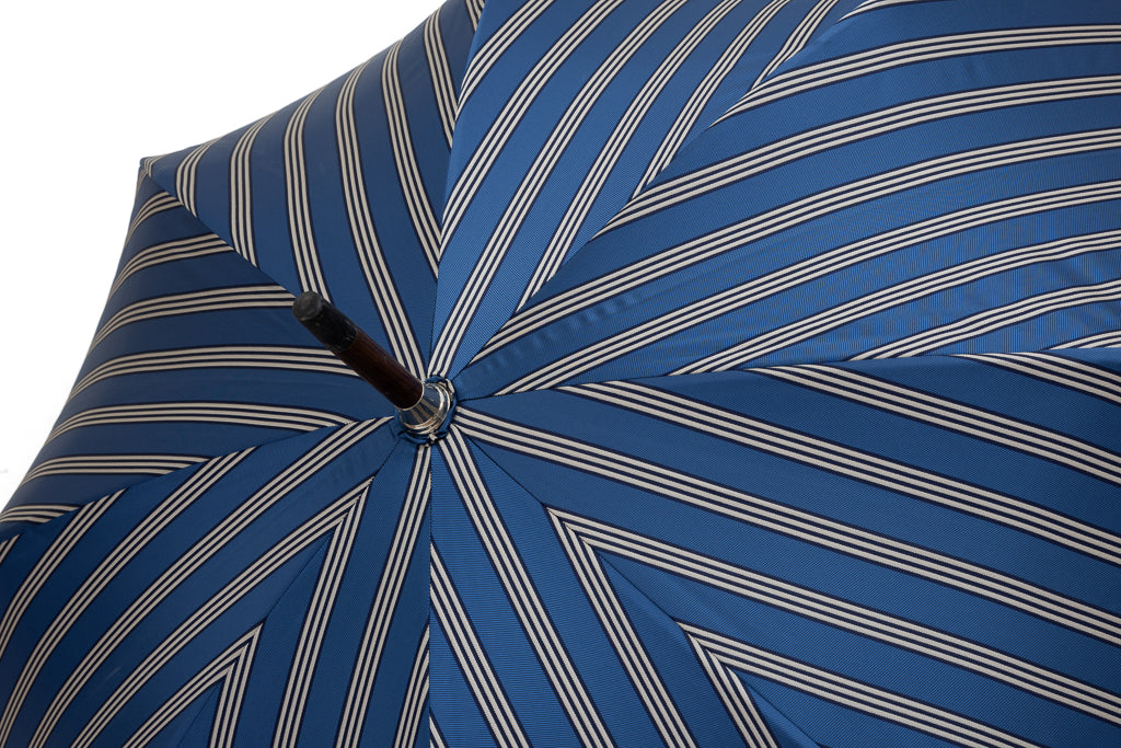 Ombrello a righe blu Mario Talarico in legno di melo