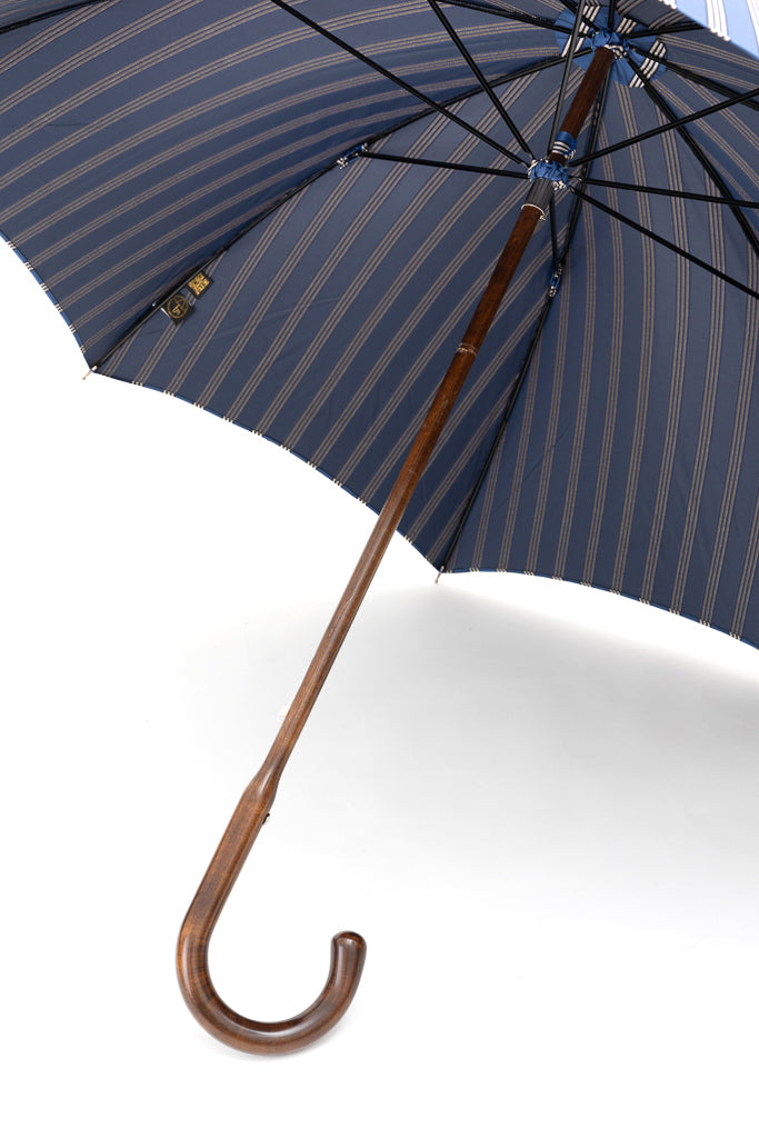 Ombrello a righe blu Mario Talarico in legno di melo