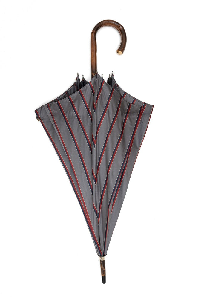 Mario Talarico Gray Striped Chestnut Wood Umbrella