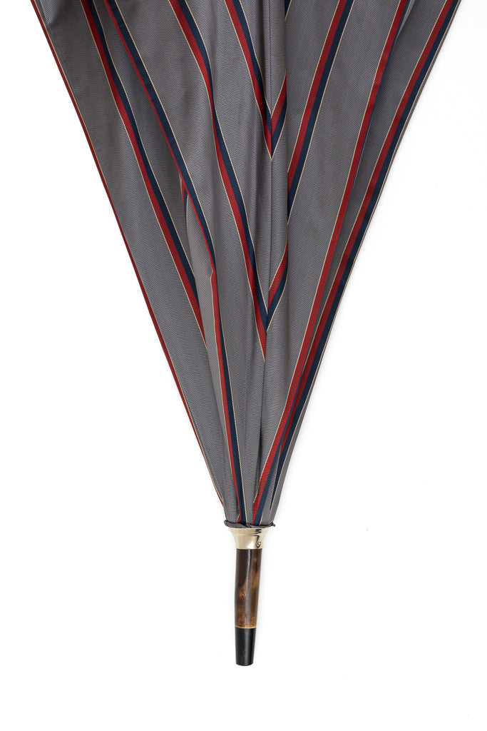 Mario Talarico Gray Striped Chestnut Wood Umbrella