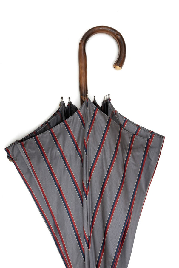Mario Talarico Gray Striped Chestnut Wood Umbrella