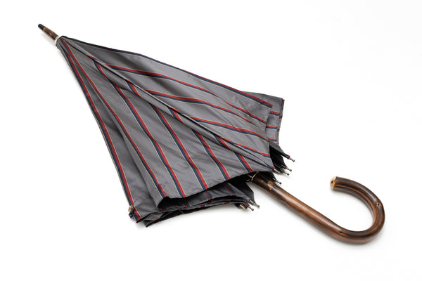 Mario Talarico Gray Striped Chestnut Wood Umbrella