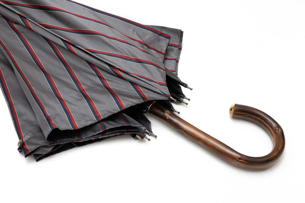 Mario Talarico Gray Striped Chestnut Wood Umbrella
