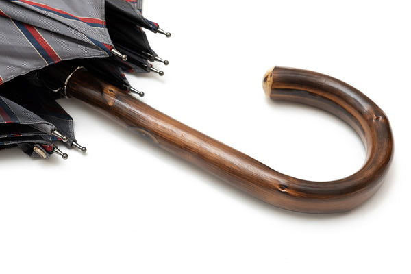 Mario Talarico Gray Striped Chestnut Wood Umbrella