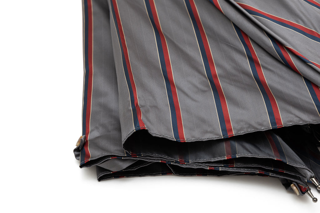 Mario Talarico Gray Striped Chestnut Wood Umbrella